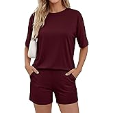 PRETTYGARDEN 2026 Women's Summer 2 Piece Sets Casual Lounge Set Short Sleeve Tops Shirts Shorts Travel Beach Vacation Outfits