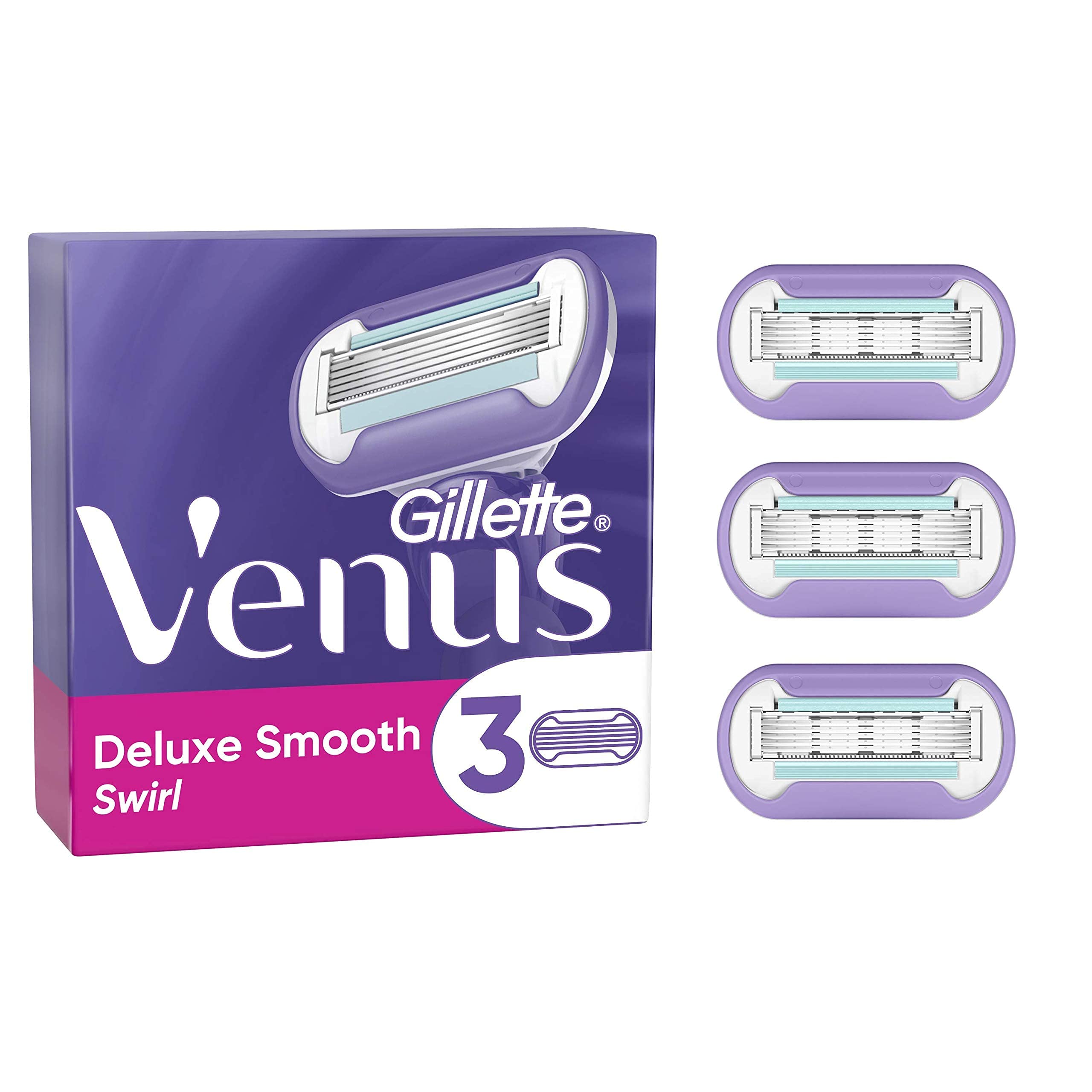 Gillette Venus Swirl Razor Blades for Women, Pack of 3 Refill Blades (Packaging May Vary)