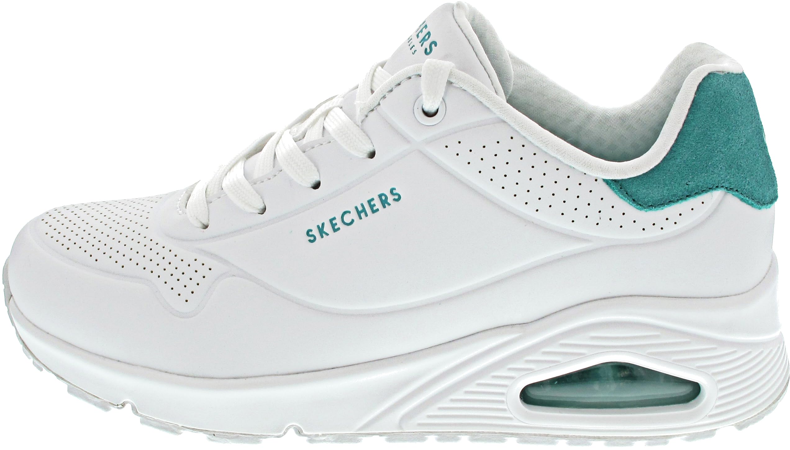 Skechers Women's Uno-pop Back, White/Mint, 8.5 Image