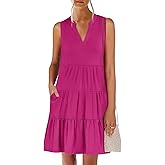 ANRABESS Womens Mini Dresses Sleeveless V Neck Tiered Swing Going Out Beach Vacation Sundress 2026 Summer Casual Outfits