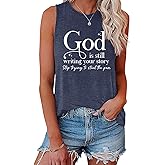 BLACKOO Women's Graphic God is Still Writing Your Story Graphic Tank Tops
