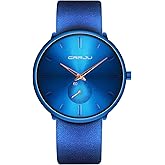 FIZILI Mens Watches Ultra-Thin Minimalist Waterproof-Fashion Wrist Watch for Men Unisex Dress with Leather Band