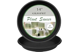 Grjoprt 2 Pack of 14 inch Plant Saucer, Plastic Plant Saucer 14 inch, Bird Bath Bowls, Heavy Duty Plant Tray for Pots, Plant Saucers for Indoors Planter, Garden Water Plate 12"/13"/14" (Black)