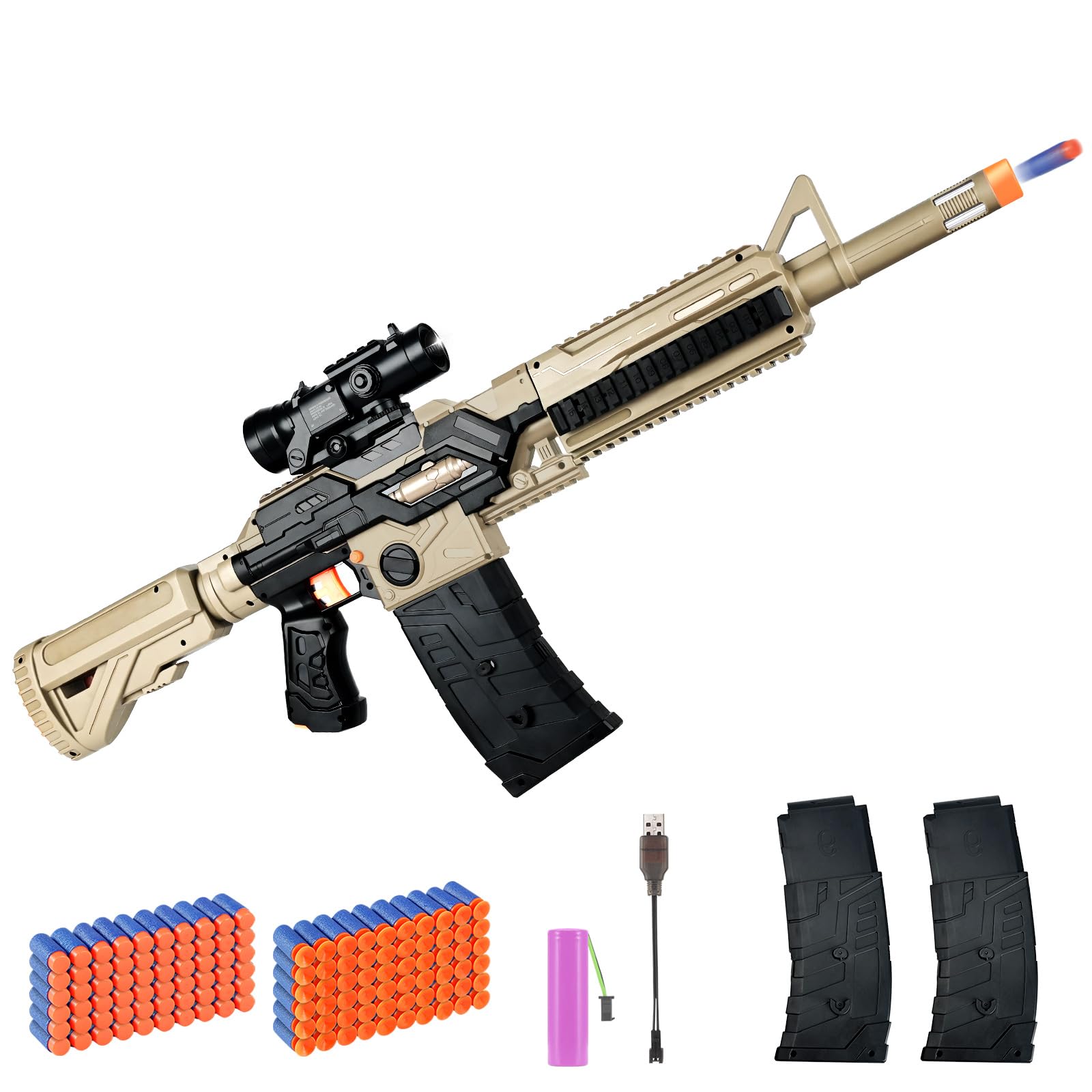 Photo 1 of Electric Toy Gun for Nerf Guns Dart - Realistic Sniper Rifle Toy Foam Blaster Machine with Scope 120 Soft Bullets 2 Magazines for Boy Age 8-12 Years Old Indoor Outdoor Toy Best Present for Adult Kid