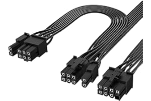 J&D PCIe Cable, 60 cm 8 Pin to Dual 6+2 Pin, Male to Male GPU Power Cable, Compatible with ARESGAME Modular Power Supplies (6