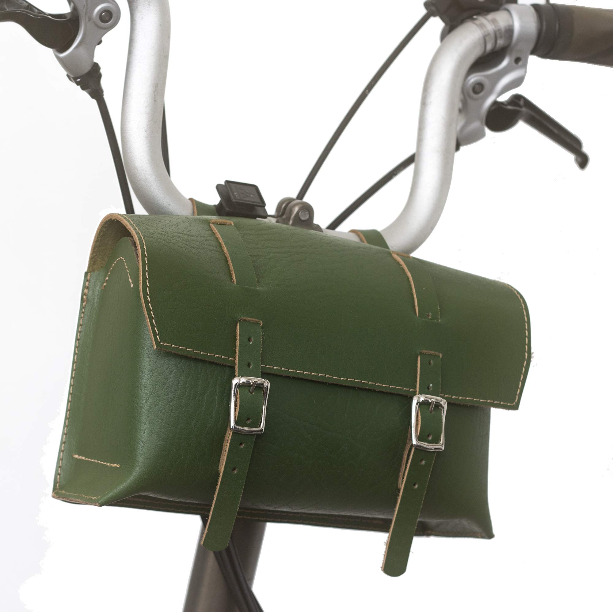 London Craftwork Leather Handlebar Saddle Bag for Brompton in Green