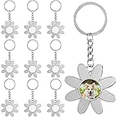 Framendino, 10 Pack Sublimation Keychain Blanks Flower Heat Transfer Press Key Chains for DIY Crafts Supplies