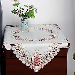 WELLYUK 33 Inch X 33 Inch Vintage Embroidered Pink