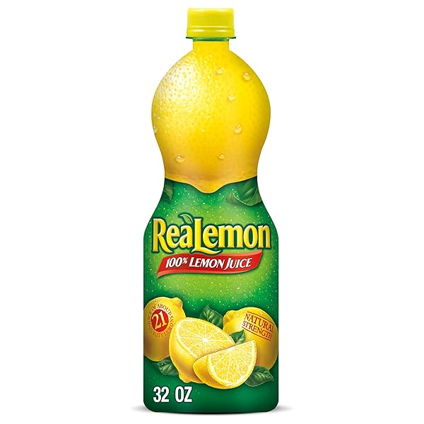 REALEMON, 100% LEMON JUICE, 32 FL OZ BOTTLE