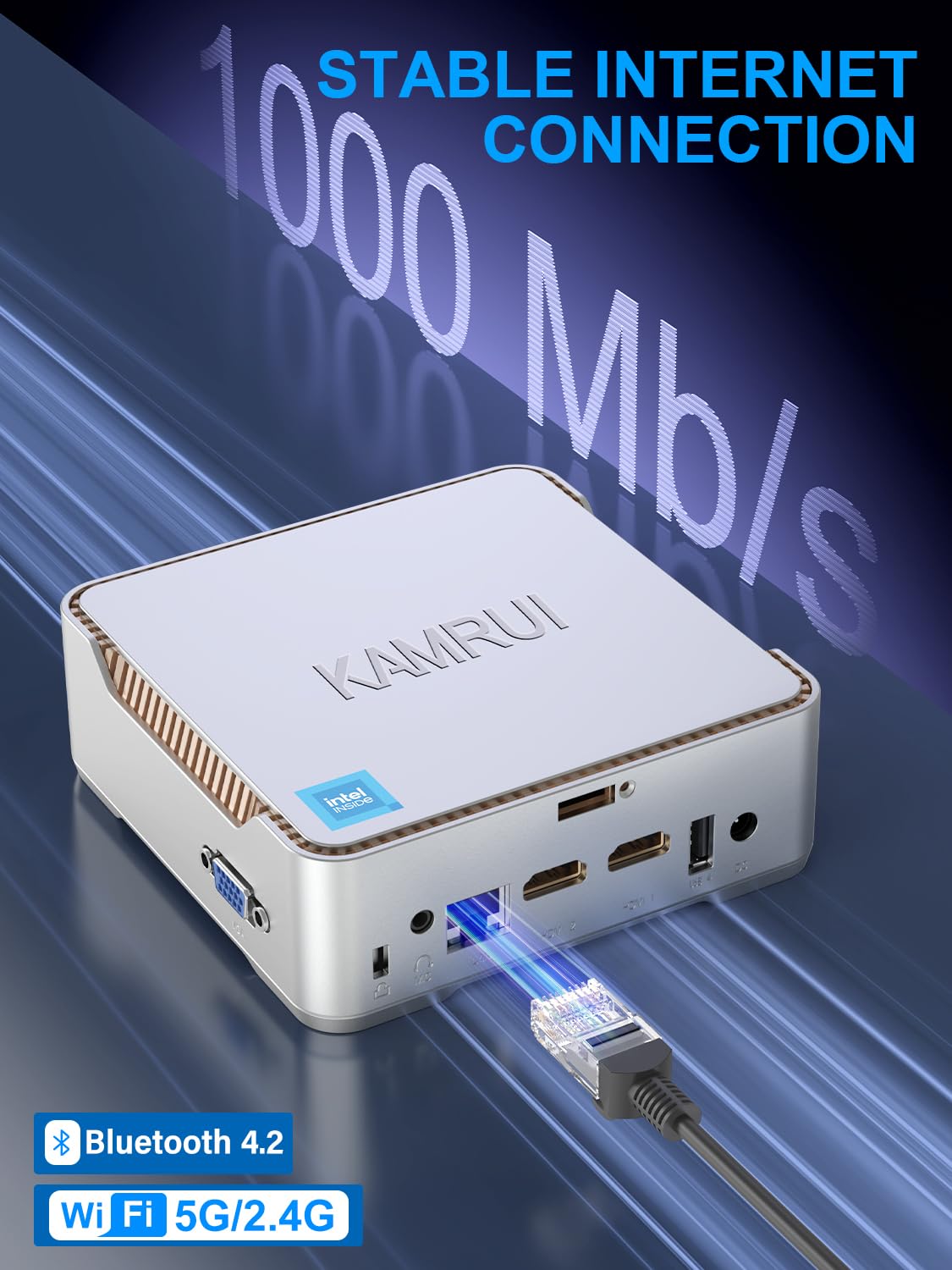 KAMRUI GK3 Pro Mini PC 16GB RAM 512GB M.2 SSD, 11th Gen N5105 (up to 2.9GHz) Mini PC, OS, 2.5-inch SSD, Gigabit Ethernet, 4K UHD, WiFi, BT, VESA/Home/Business Mini Desktop Computer