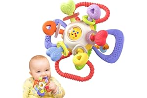 Infinno Baby Teething & Rattle Toy with Pull Ring – Safe, Multi-Functional BPA-Free Silicone Toy for Babies 0-12 Months – Vib