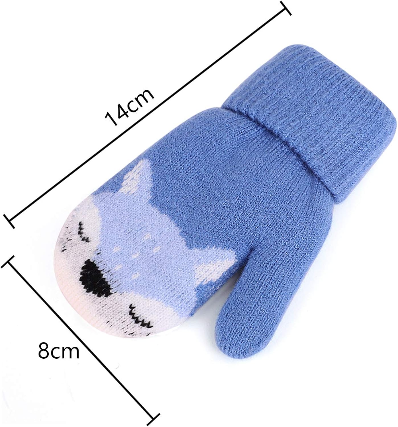 JIAHG Kids Magic Stretch Mittens Baby Boys Girls Winter Knitted Gloves on String Toddlers Cute Cartoon Fox Gloves Outdoor Hands Warmer Children Fleece Lined Ski Cycling Mitts for 1-4 - Image 5