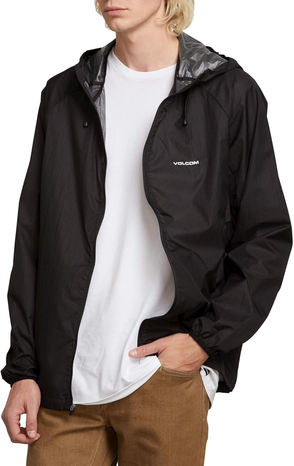 Volcom mens Volcom Men's Stone Lightweight Hooded Windbreaker Jacket: Clothing