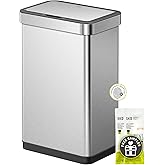 EKO 13.2 Gallon Touchless Motion Sensor Kitchen Trash Can, Stainless Steel | 50L| Stainless Steel | Soft-Close | Fingerprint-Resistant | Bucket-Free Interior |Automatic Garbage Can| Recycling Bin