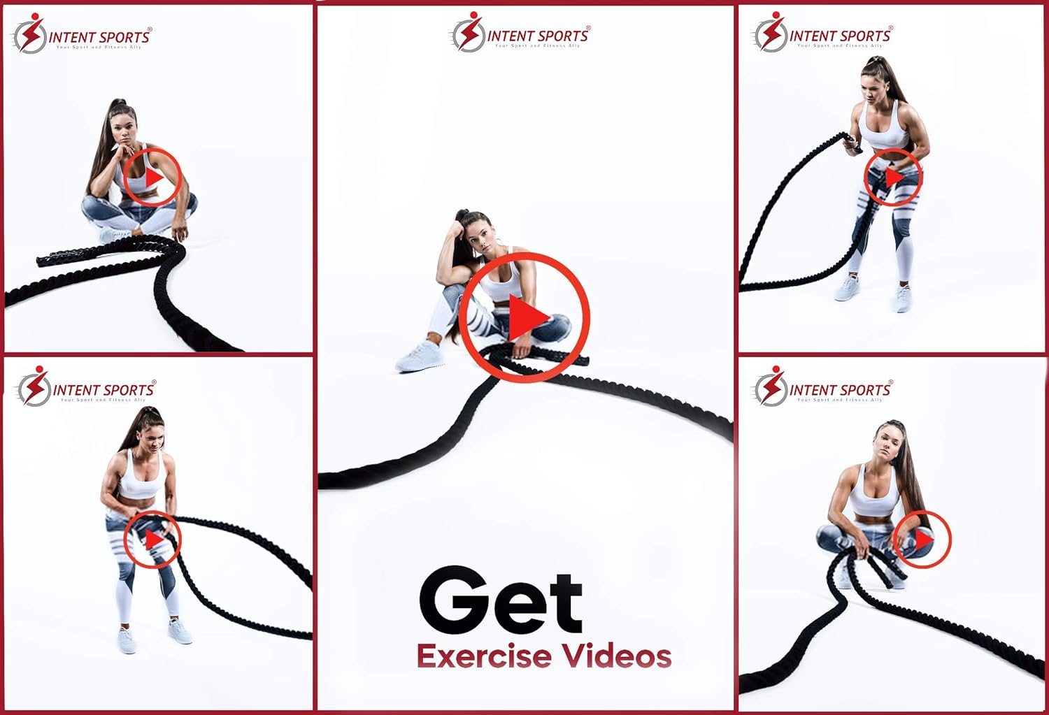 INTENT SPORTS Durable Battle Ropes (1.5 inch Diameter x 40 ft Length) : Sports & Outdoors