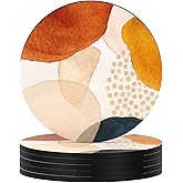 Nipichsha Coasters for Drinks, Set of 6 Cute Absorbent Rubber Drink Coasters for Cup with Non Slip Backing, Kitchen Home Decor Housewarming Gift, Round 4 in, Simple Abstract Art