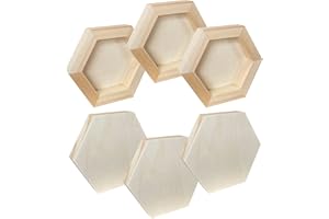 CREGUGUA 6 Pack Unfinished Wood Canvas Boards for Painting, 4x4.6 in Hexagon Wooden Panels for Crafts