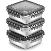 3 Pack Sandwich Containers, 24oz Stainless Steel Sandwich Box with Airtight Lids, Reusable Metal Meal Prep Lunch Boxes, BPA-Free, Dishwasher Safe, Food Storage Containers for Families (Black)