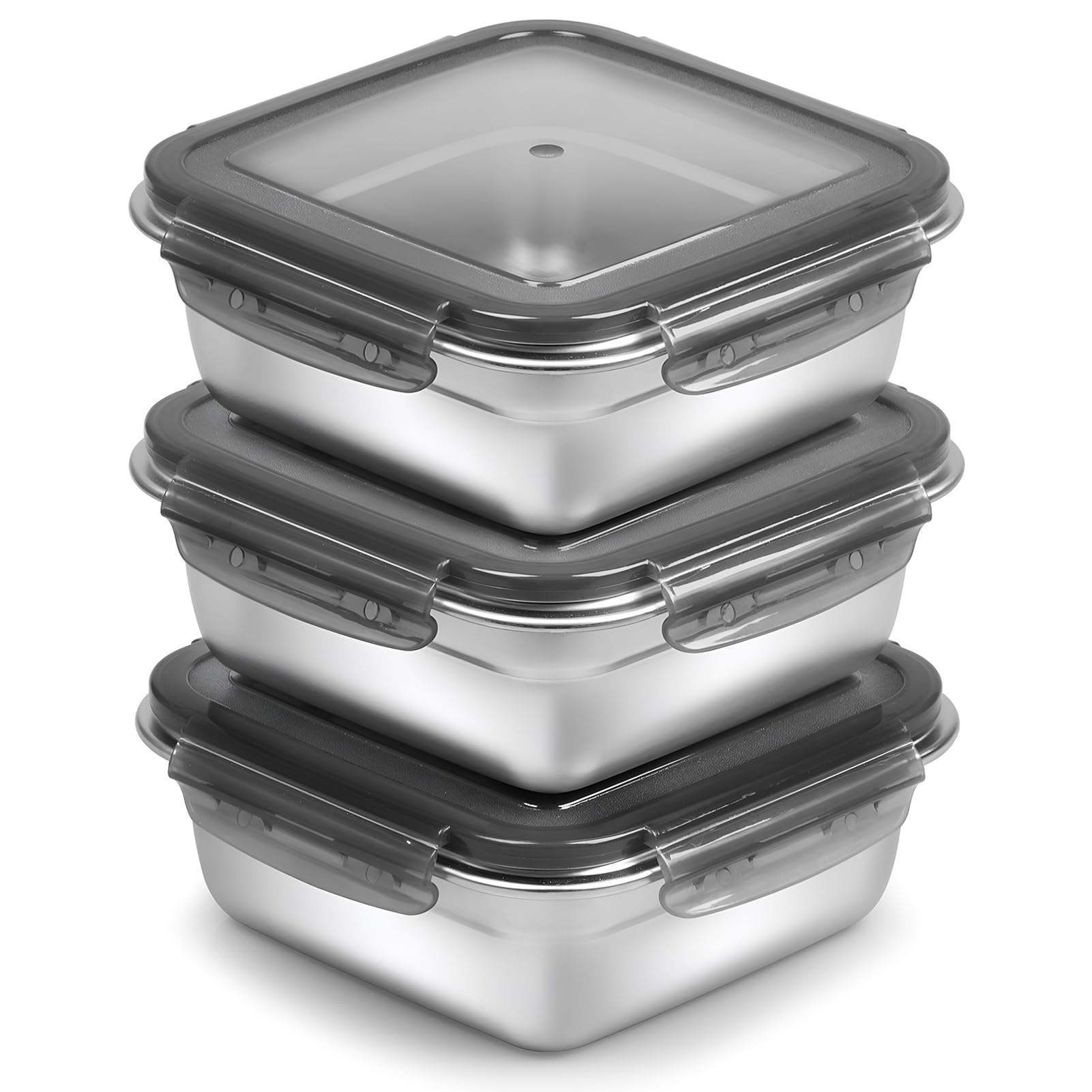 Photo 1 of 1 Pack Sandwich Containers, 24oz Stainless Steel Sandwich Box with Airtight Lids, Reusable Metal Meal Prep Lunch Boxes, BPA-Free, Dishwasher Safe, Food Storage Containers for Families (Black)
