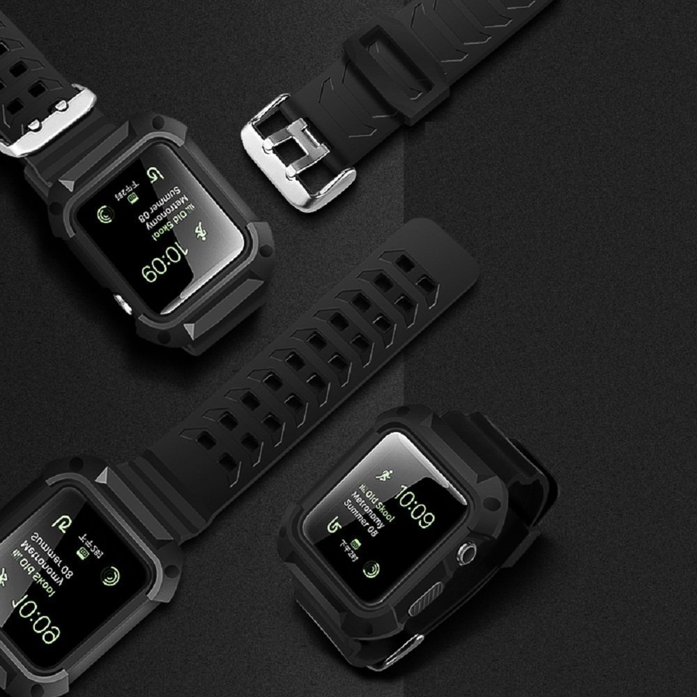 Apple Watch Band Case 38mm Black. Sport Accessories for men and women. Durable Protective Case save your Apple Watch Black/Silver/Rose 38mm. Apple watch band Case 38mm Black for Series 1/2/3