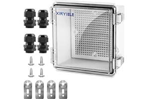 XINYIELE Waterproof Outdoor Project ABS Plastic Junction Box IP67 Weatherproof Dustproof Enclosure with Hinged Cover, Mounting Plate,Wall Brackets for Power Project (Clear, 5.9"x5.9"x3.5")