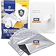 Wallaby 50 Count 1-Gallon Mylar Bags with Labels, 10 Mil Total Thicker Long-Term Food Storage Pouches, 10x14 Heat-Sealable Airtight Packaging - Silver