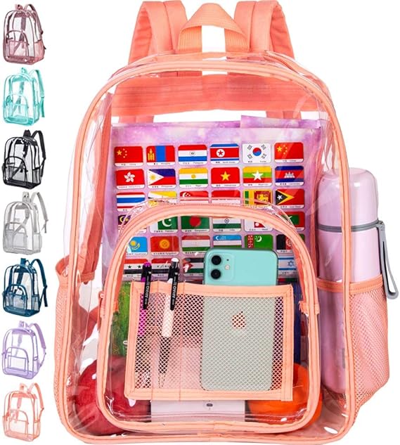 Clear Backpack, Heavy Duty Transparent Backpack, See Through Large