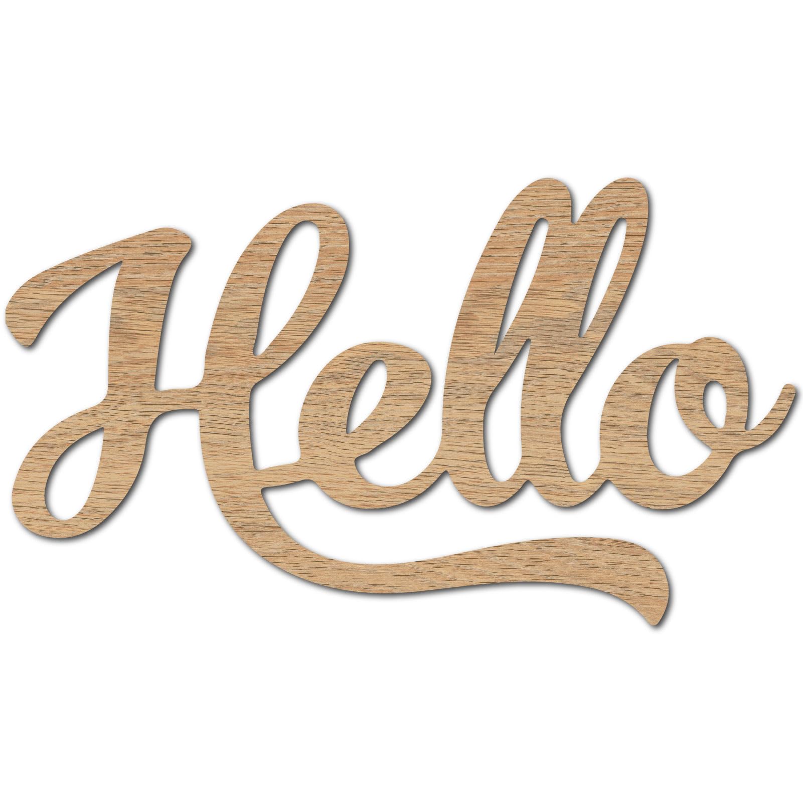 CREATCABIN Wooden Hello Letter Signs Unfinished Wooden Hello Sign Laser Cutout Word Wall Art Decor Word Sculpture DIY Ornaments for Front Door Home Decorations 9.8 x 5.5Inch