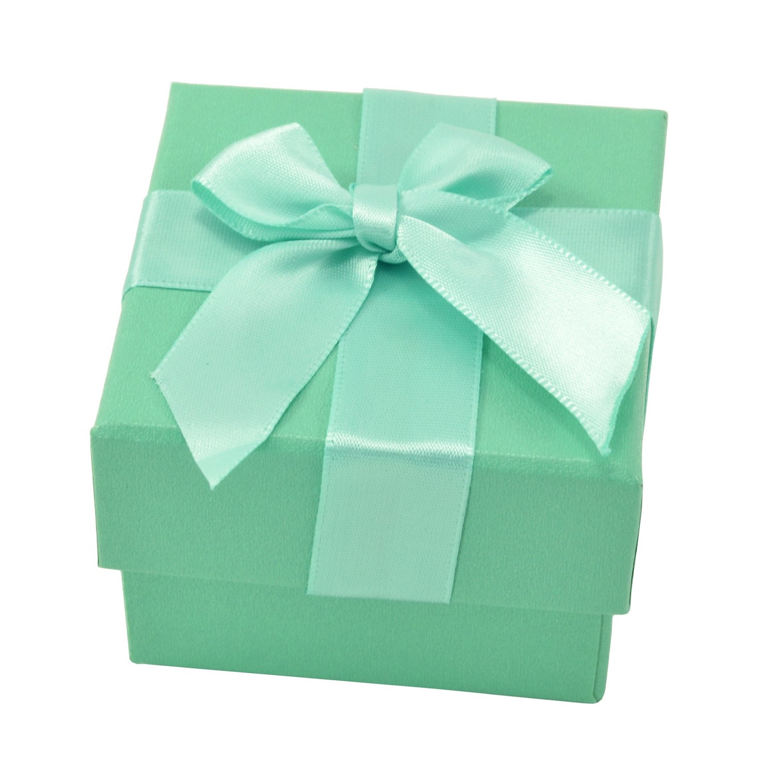 Paialco Jewelry Package Paper Gift Box Green Ribbon Bow-Knot 2 3/4-Inch by 2 3/4-Inch