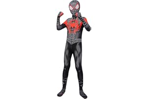 ALMCE Kids Superhero Costume Halloween Cosplay Super Hero Black Jumpsuits for Boys