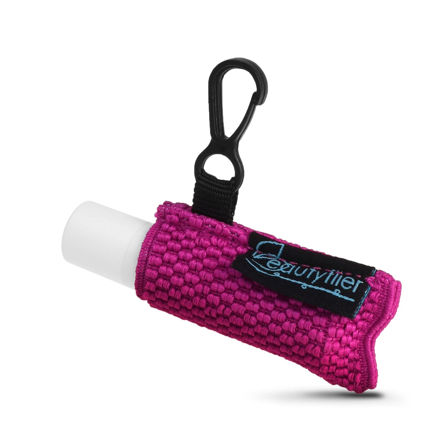 Beautyflier Clip-on Sleeve Chapstick Pouch Keychain Lipstick Holder Elastic Lip Balm Holster Travel Accessories (Black/Hot Pink/Purple/Robin Egg Blue/Pink) : Beauty