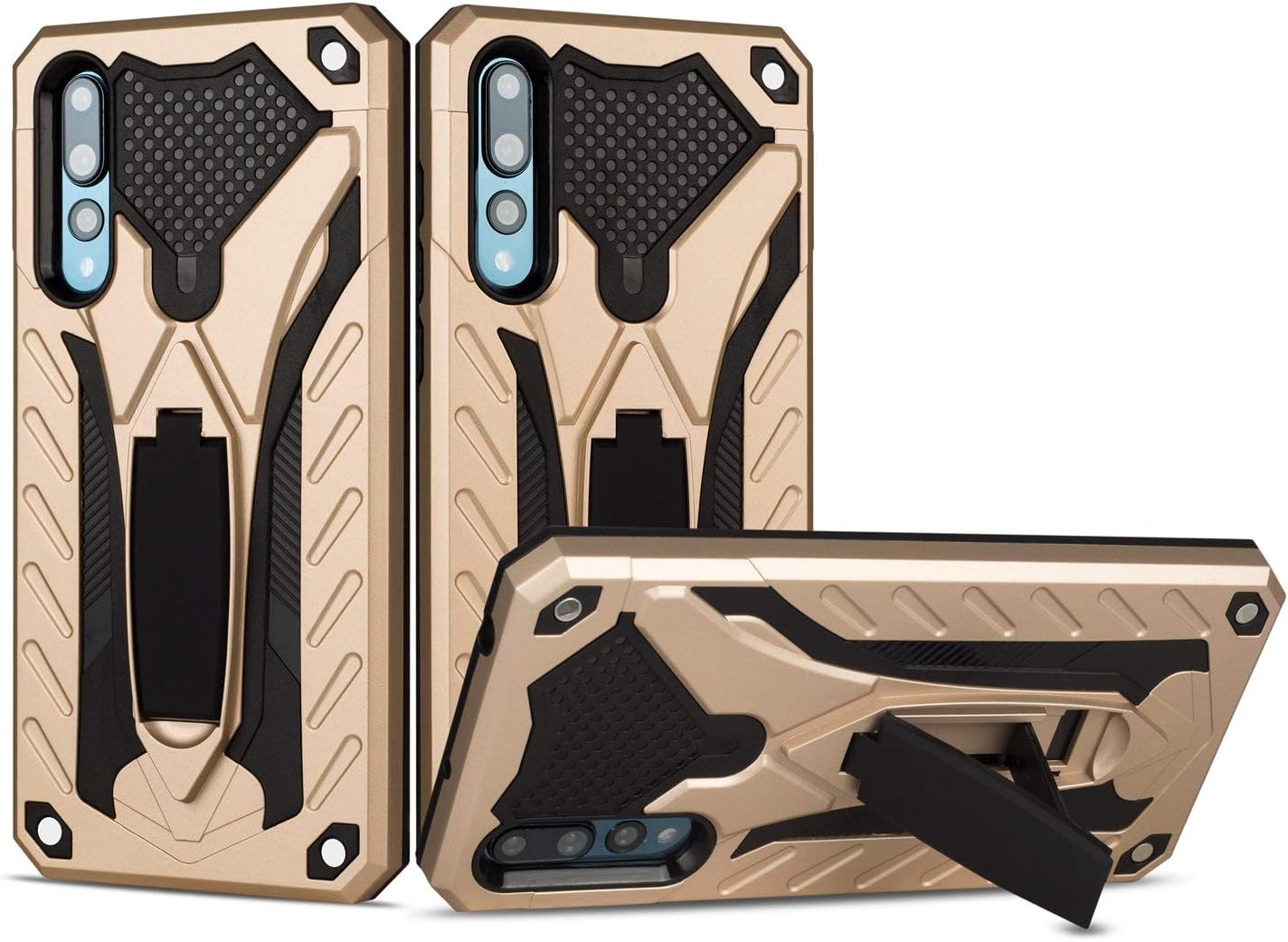 TOPOFU® for Huawei Y9s Case,Stylish Dual Layer Hard PC Back Case with Ring Grip Kickstand & Support Magnetic Car Mount Function Cover for Huawei Y9s-Gold