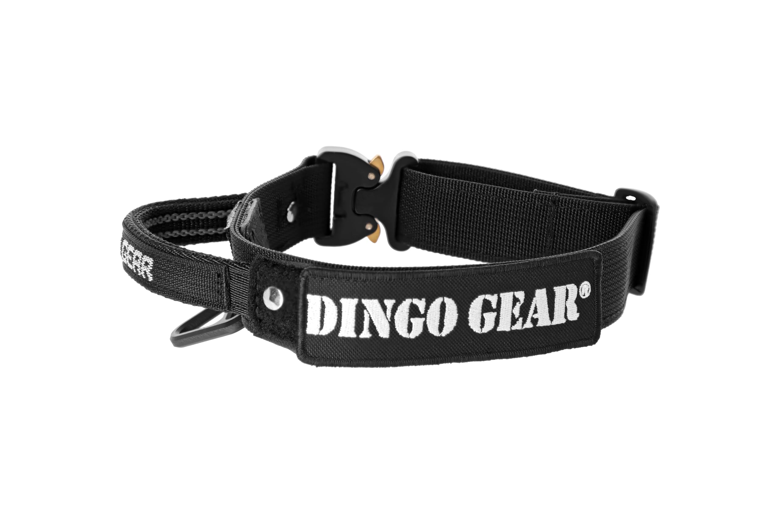 DINGO GEAR Cobra Dog Collar with Professional Safety Buckle, Strong Handle and Label Attached with Velcro-like Fastener, for Defence Training, Special Tasks, Neck Girth 49-59 cm, Black (S04027) — image 1