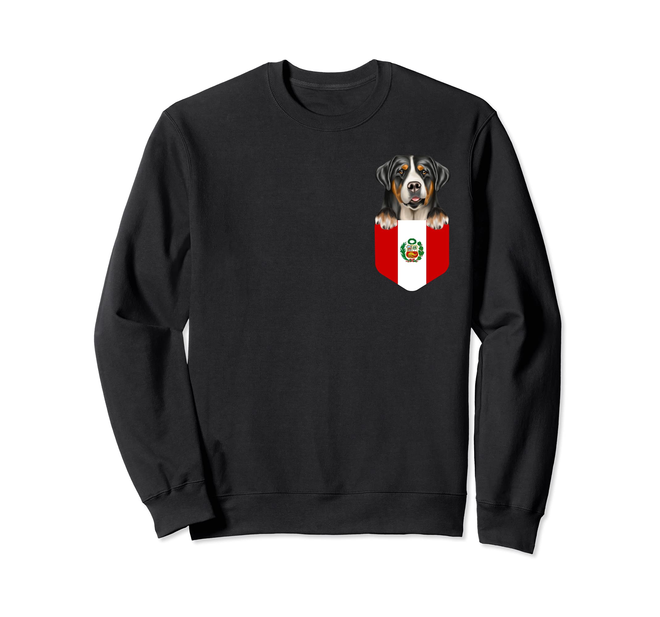 Peru Flag Greater Swiss Mountain Dog Dog In Pocket Sweatshirt