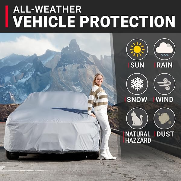 ICARCOVER 15-LAYER CAR COVER WATERPROOF ALL WEATHER | PREMIUM QUALITY CAR COVERS FOR AUTOMOBILES, UV PROTECTION, GRAND VILLE, GRAND PRIX, FLEETWOOD, DE VILLE, CAPRICE, SIZE C22 (SEE SIZE CHART)