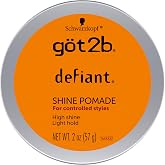 got2b Defiant Shine Pomade, 2 Fl Oz, High Shine Hair Styling Pomade for Men and Women, Creates Texture, Control &amp; Light Hold, Tames Unruly Hair, Suitable for Short to Medium Styles