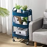 DOEWORKS 3-Tier Storage Trolley on Wheels Navy Blue 70cm 15kg per tier view 3