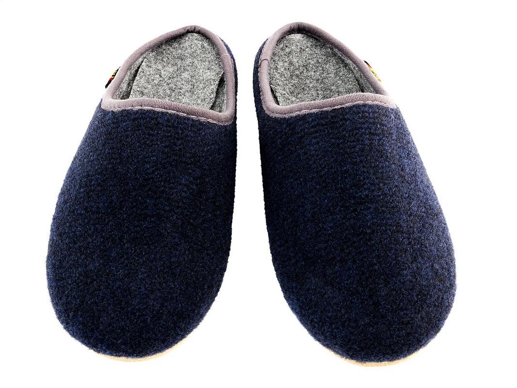 Filzpantoffeln Hausschuhe aus Filz mit Gummisohle Filzlatschen Soft für Damen Dunkelblau Grau Apreggio (40, Dunkelblau)
