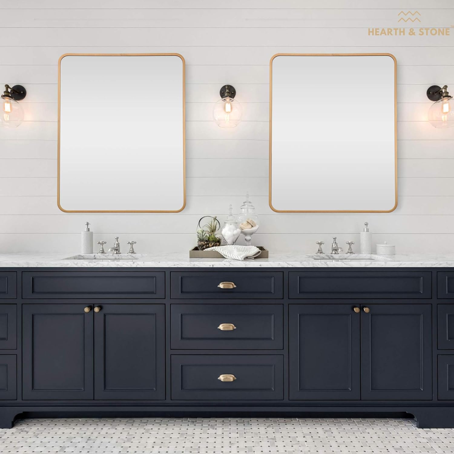 Hearth & Stone Gold Mirror, Bathroom Mirror for Vanity (Large Gold Framed Mirror) | Gold Wall Mirror, Gold Mirrors for Wall Decor Gold Vanity Mirror Gold Antique Mirror (Gold, Rectangle (22x28)): Furniture & Decor