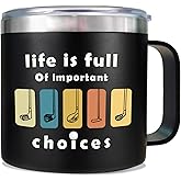 EchoMaven Golf Gifts for Men, Gifts for Golfers -14oz Stainless Steel Insulated Coffee Mug, Christmas Birthday Gifts for Golf Lovers, Coach, Black