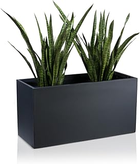 Pflanztrog Blumentrog VISIO Fiberglas Blumenkübel - Farbe: anthrazit matt - großer wetter- und winterfester Pflanztopf, robuster & UV-beständiger Pflanzkübel - TÜV-geprüfte Qualität