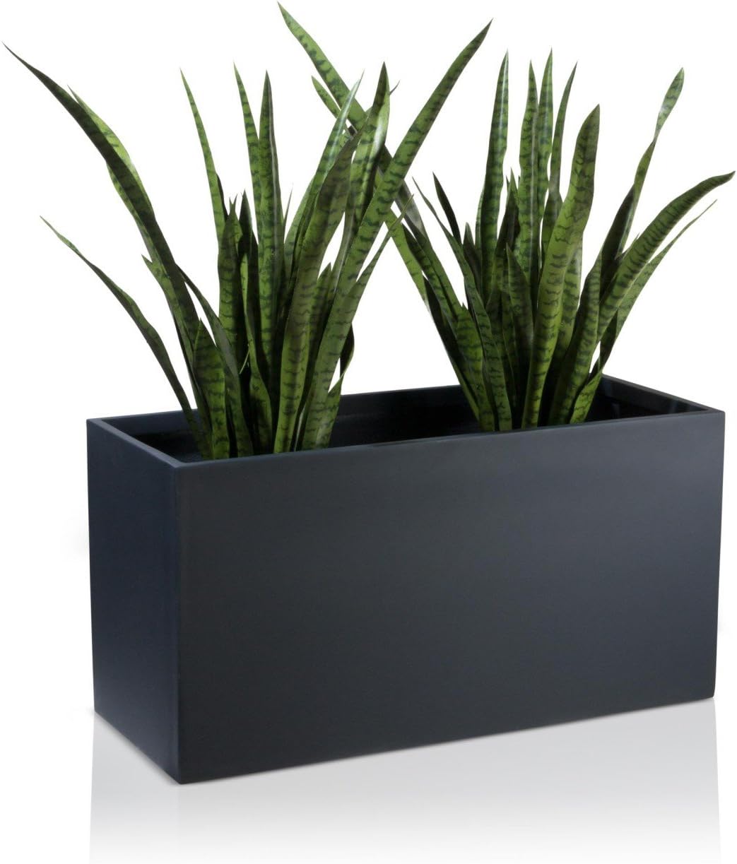 Pflanztrog Blumentrog VISIO Fiberglas Blumenkübel - Farbe: anthrazit matt - großer wetter- und winterfester Pflanztopf, robuster & UV-beständiger Pflanzkübel - TÜV-geprüfte Qualität