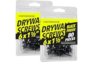 HANGDONE Drywall Screws #6 x 1-1/2” (160-Pieces Total), Coarse Thread Phillips Screw for Drywall/Wood, Carbon Steel with Black Coating