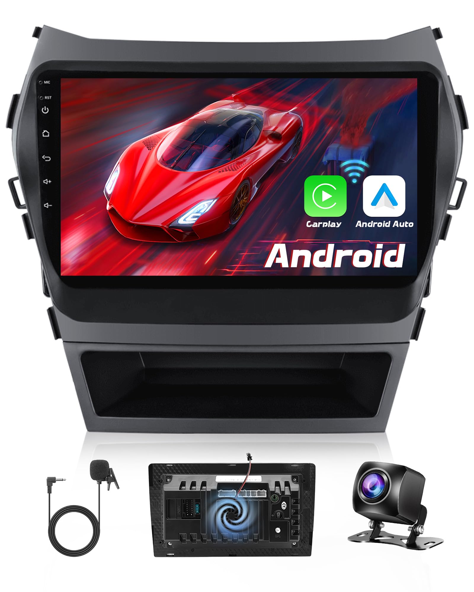 Photo 1 of ?Heat Dissipation? 2+64G Android Car Radio for Hyundai Santa Fe 2013 2014 2015 2016 2017 Wireless CarPlay Android Auto 9 inch HD IPS Touch Screen Stereo DSP Bluetooth GPS WiFi Backup Camera Mic