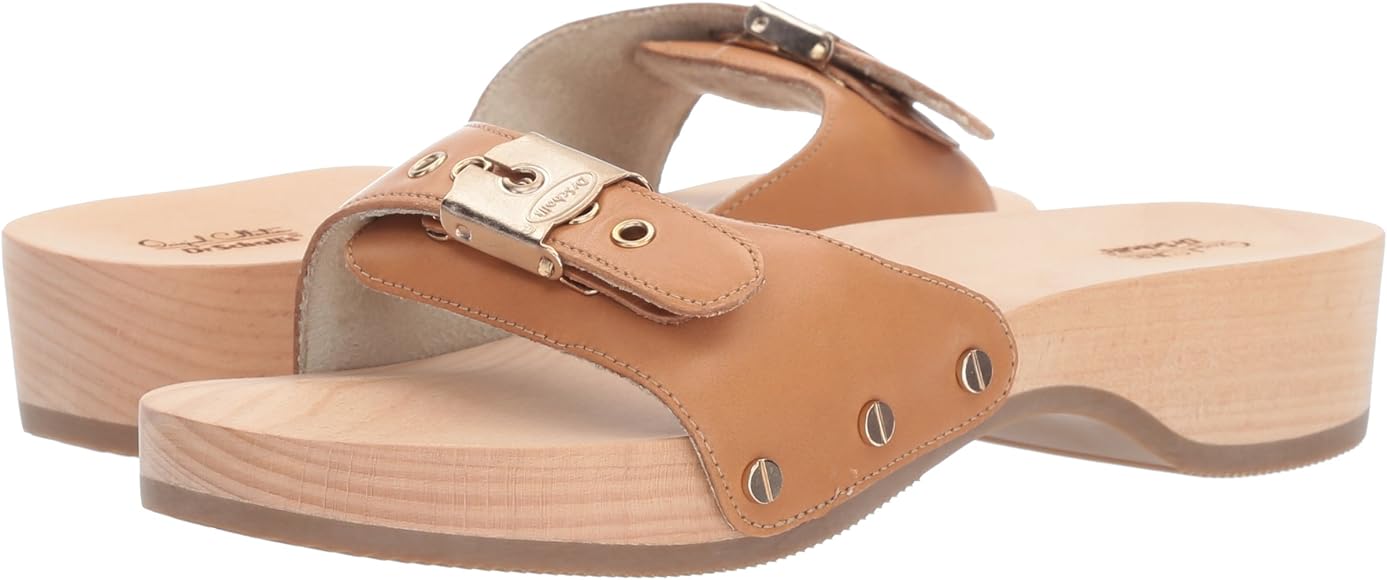 dr scholl wooden shoes with the toe bump