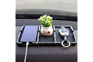DBLOSP Anti-Slip Car Dash Grip Pad for Cell Phone, Keychains, Sun Glasses,Stand,New Handmade Crystal Rhinestone Mat for Navigation Cell Phone (Black)
