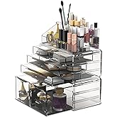 Readaeer Makeup Cosmetic Organizer Storage Drawers Display Boxes Case 6 Drawers (Clear)
