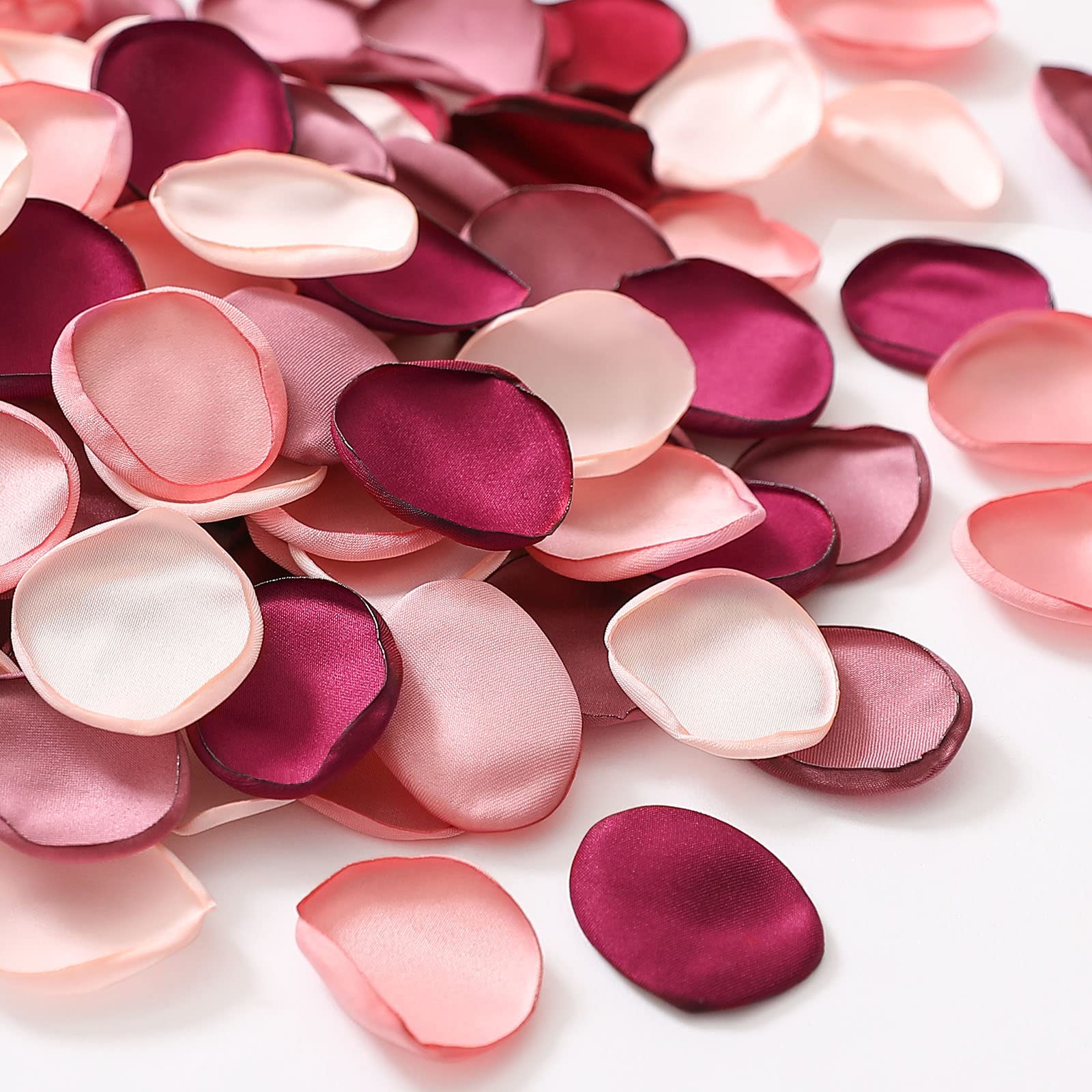 Serwalin 300pcs Silk Rose Petals Artificial Flower Petals for Weddings Burgundy Pink Petals Fake Petals Flower Girl Petals for Proposal Basket Aisle Runner Bridal Shower (4 Color Mixes) — image 1