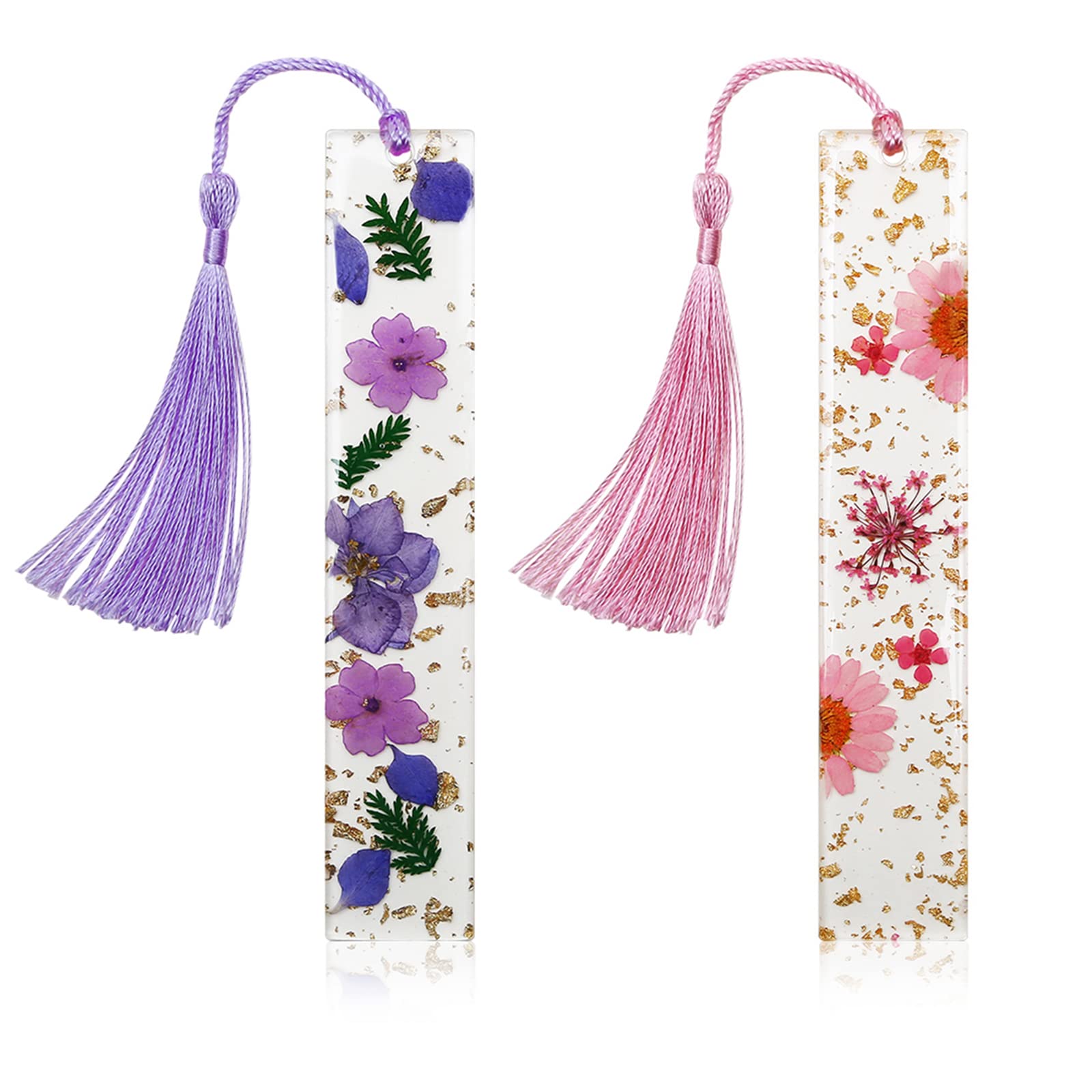 Bookmarks for Women, Kaluofan 2 PCS Bookmark, Book Markers for Women, Cute Bookmarks, Personalised Bookmark,Transparent Page Reading Marker for Lady Girls,Pink and Purple,for Readers,Teachers,Students