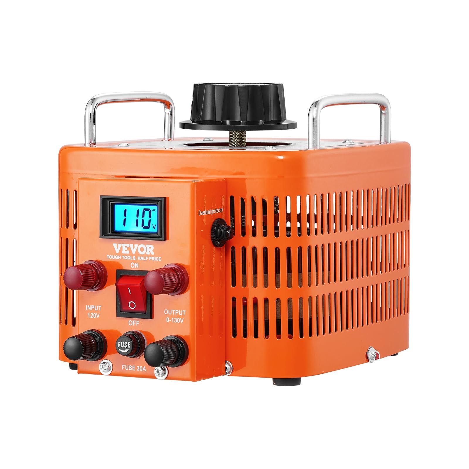 Photo 1 of VEVOR 3000VA Auto Variable Voltage Transformer, 23 Amp, 110V Input 0-130V Output AC Voltage Regulator, with LCD Display 4 Extra Fuses Thermal Control Switch for Home Industrial Office